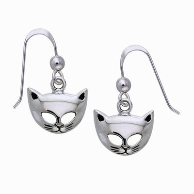 Eternal companion ~ Sterling Silver Cat Mask Hook Earrings TER363