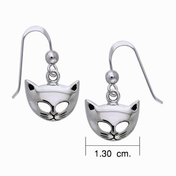 Eternal companion ~ Sterling Silver Cat Mask Hook Earrings TER363