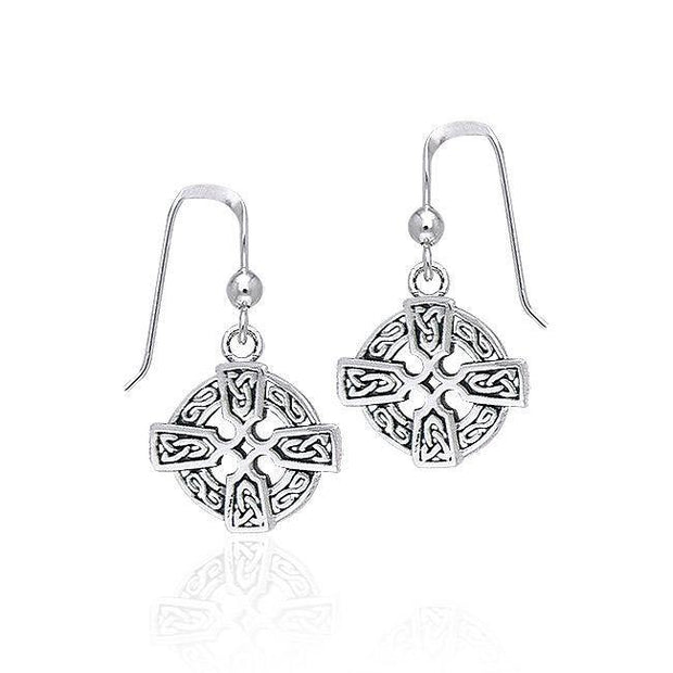 Celtic Cross Silver Earrings TER379