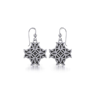 Modern Celtic Knotwork Cross Silver Earrings TER380 Earrings