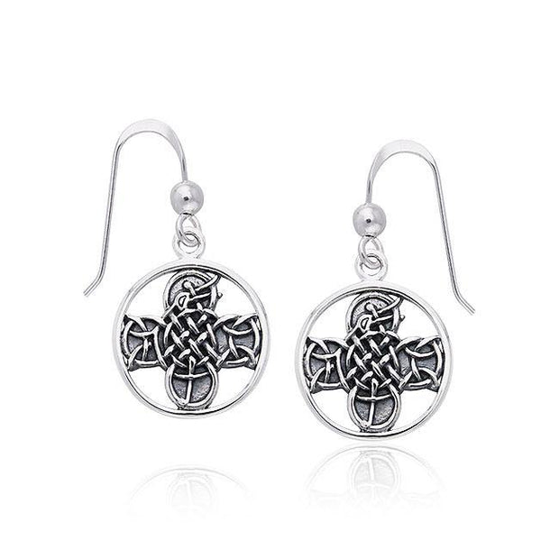 Celtic Lismore Cross Silver Earrings TER467