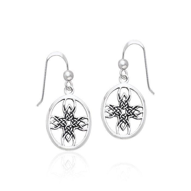 Celtic Tribal Knotwork Cross Silver Earrings TER469