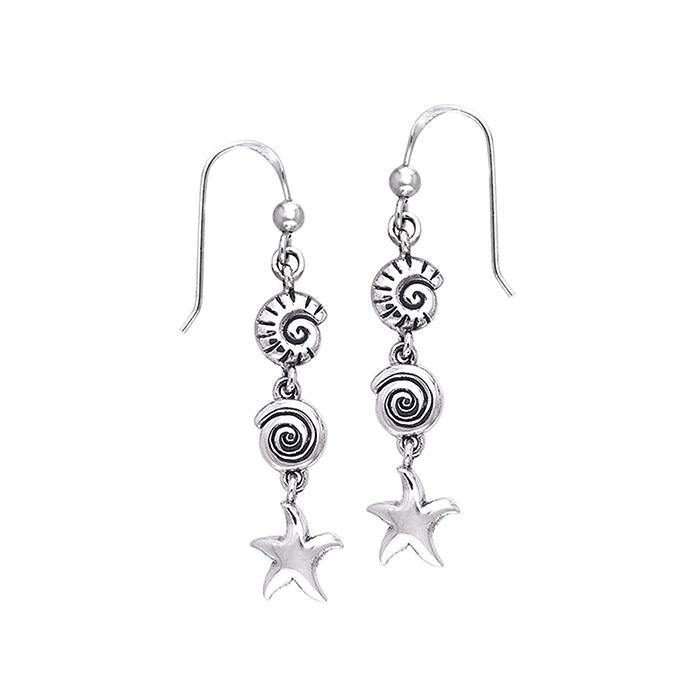 Seashell and Starfish Silver Earrings TER491