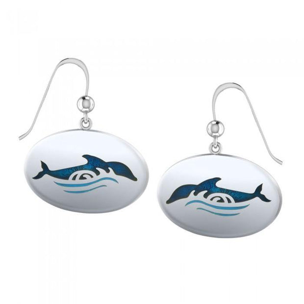 Dolphin and Waves Silver Earrings TER497
