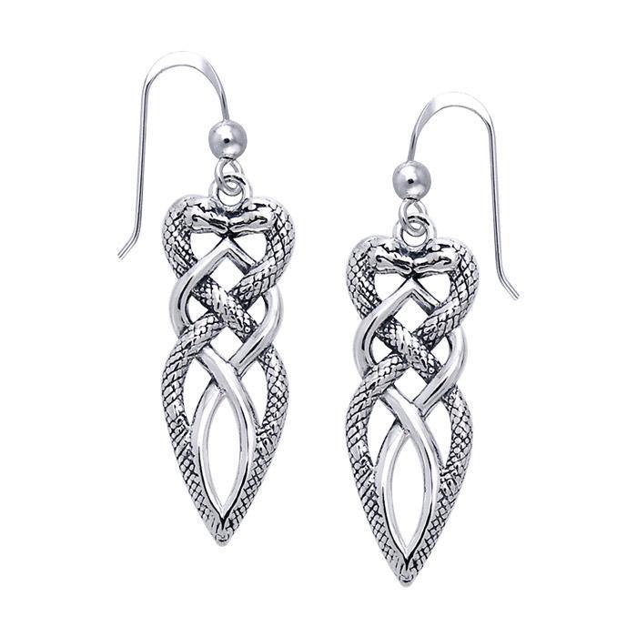 Healing legend and transformation ~ Sterling Silver Jewelry Celtic Snake Dangle Earrings TER511