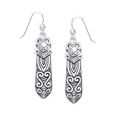 A beautiful mix of art ~ Sterling Silver Celtic Maori Dangle Earrings Jewelry TER521