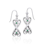 Danu Elegant Silver Celtic Knotwork Earrings with Gems TER544
