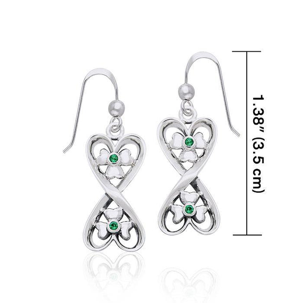 Danu Elegant Silver Celtic Knotwork Earrings with Gems TER544