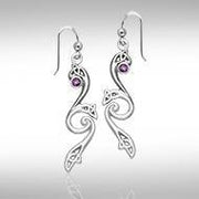 An exemplary symbology of the Trinity ~ Sterling Silver Celtic Triquetra Dangle Earrings Jewelry with Gemstones TER570