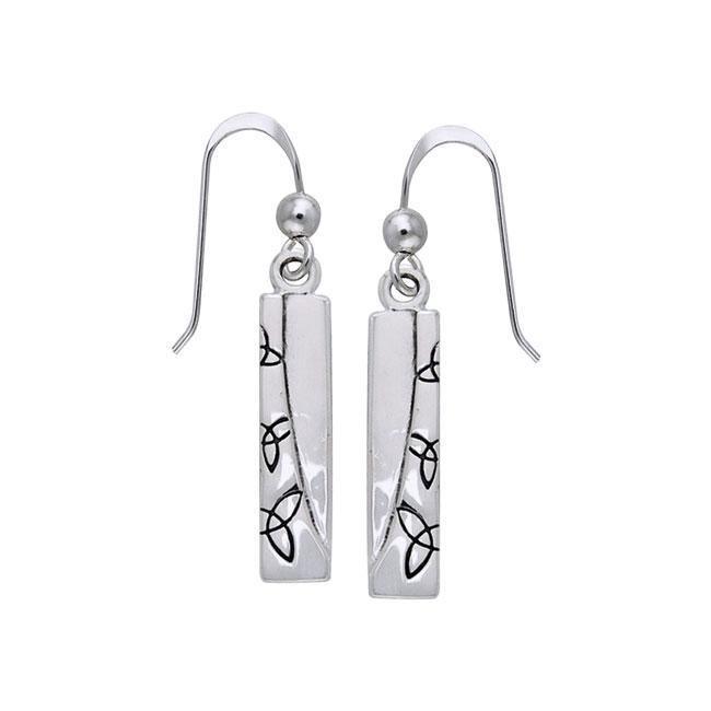 Celtic Trinity Knot in Rectangle Shape Silver Earrings TER985