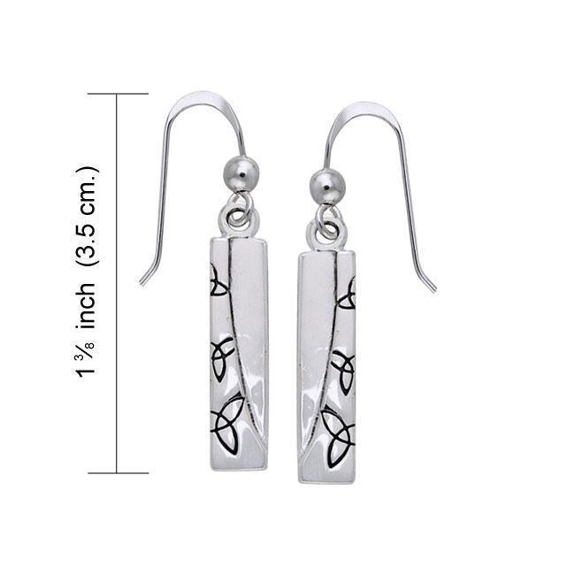 Celtic Trinity Knot in Rectangle Shape Silver Earrings TER985