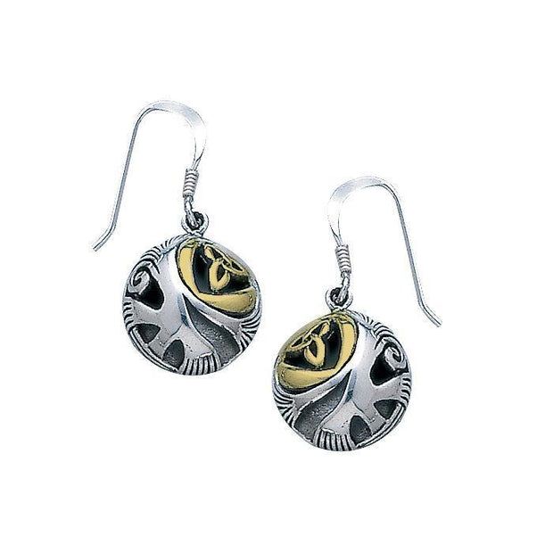 Celtic Trinity in Round Silver and Gold Earrings TEV2571