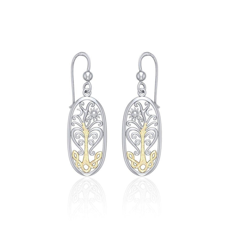 Worthy of the Golden Tree of Life ~ 14k Gold accent and Sterling Silver Jewelry Earrings TEV2795