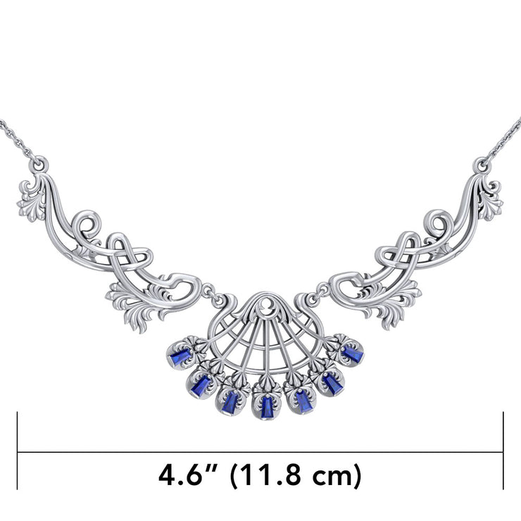 The Elegant Filigree Flower Silver necklace with Gemstone TN046