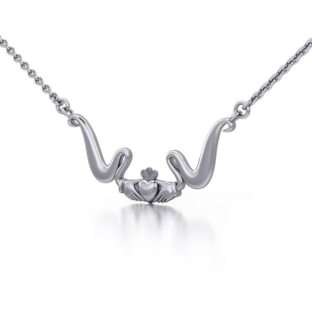 Modern Claddagh Silver Necklace TN057