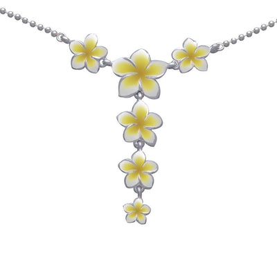 Plumeria - Hawaii National Flower Silver Necklace TN189-E - Wholesale Jewelry