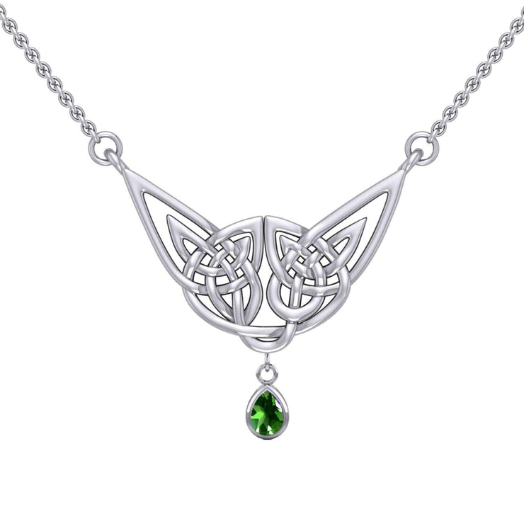 Celtic Knotwork Silver Necklace with Gemstone TN256