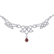 Celtic Knotwork Silver Necklace with Dangling Gemstone TN261