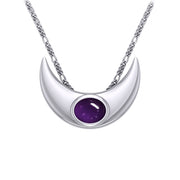 An elegant reminder of Crescent Moon power ~ Sterling Silver Necklace with Gemstone TN264