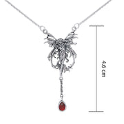 Fire Element Faery Silver Necklace With Dangling Gemstone by Amy Brown TN297