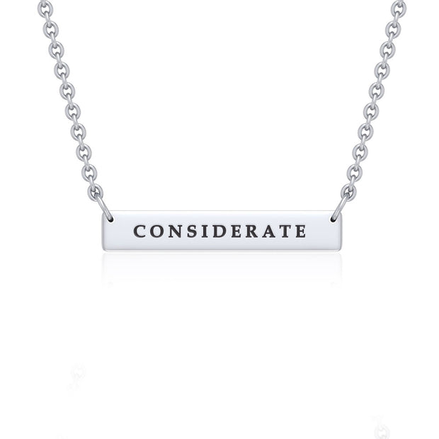 Small Straight Bar Empower Word Silver Necklace TNC430P