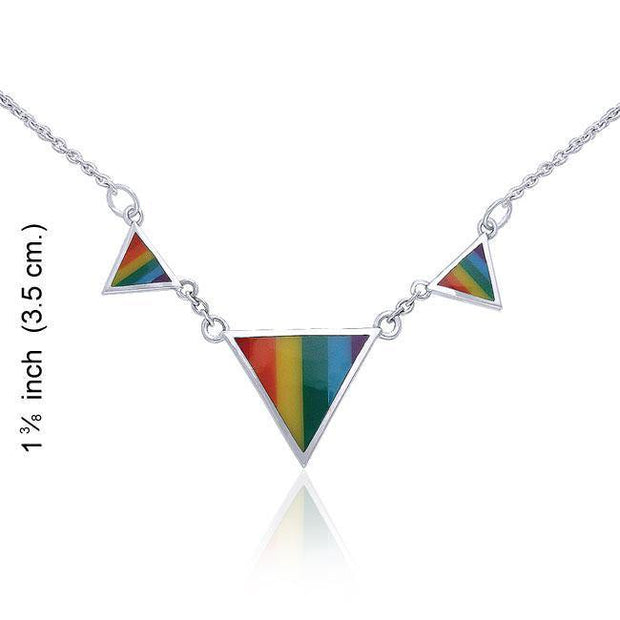 Rainbow Triangles Silver Necklace TNC034