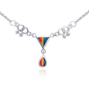 Two Women Rainbow Triangles Silver Necklace TNC043