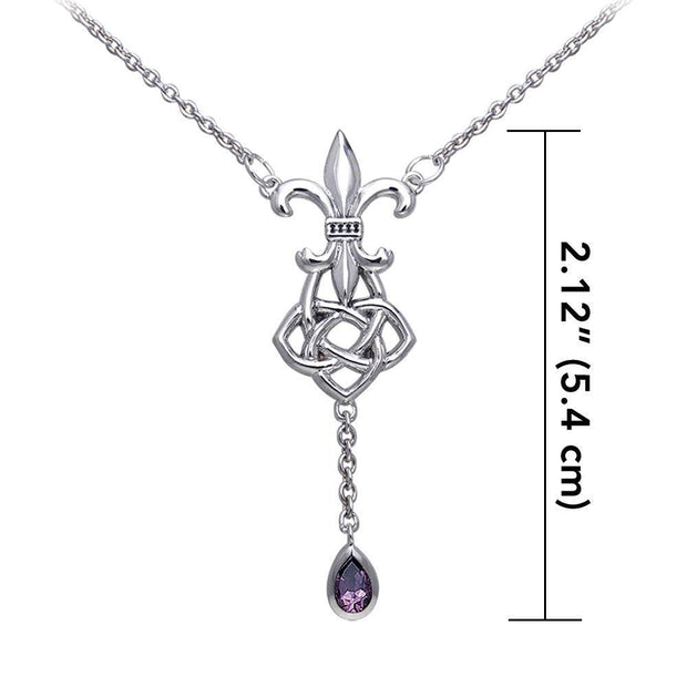 Celtic Knotwork Silver Fleur De Lis Necklace TNC045