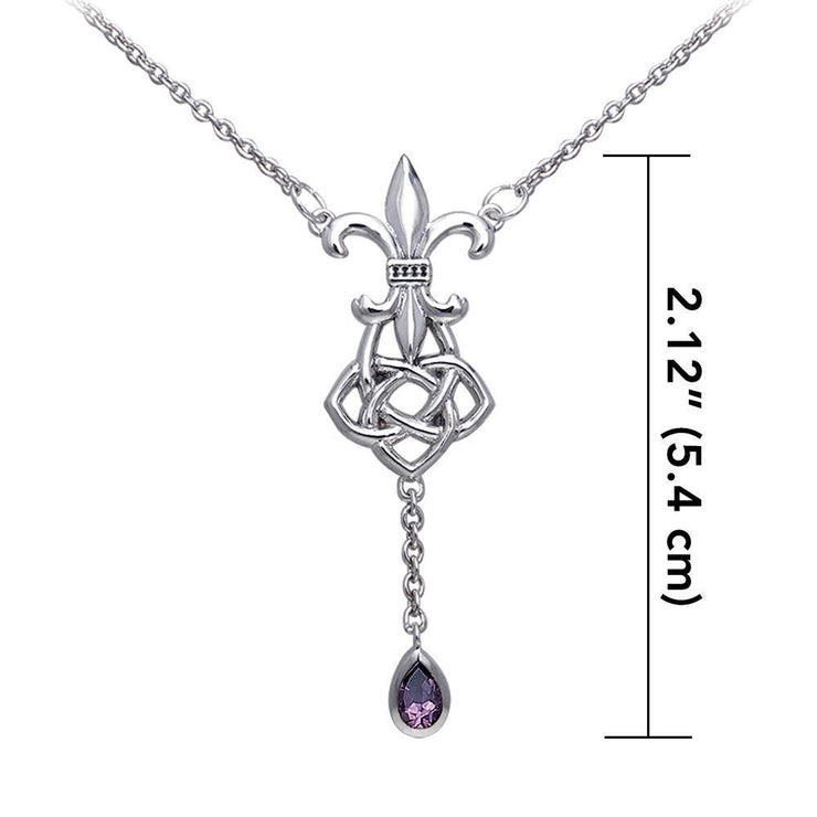 Celtic Knotwork Silver Fleur De Lis Necklace TNC045