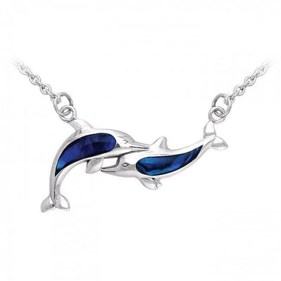 Twin Dolphins Silver Necklace TNC075