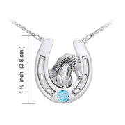 Friesian Horse in Horseshoe Silver Necklace TNC124