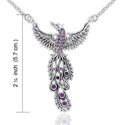 Honor Thy Flying Phoenix ~ Sterling Silver Jewelry Necklace with Gemstone TNC236