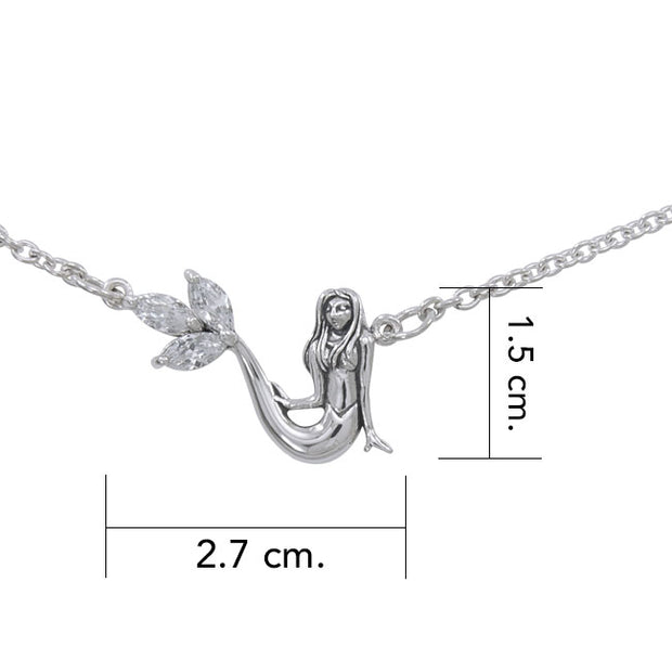 Mermaid Silver Necklace with Gemstone TNC343