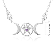 Triple Moon Goddess Pentagram Necklace TNC417P