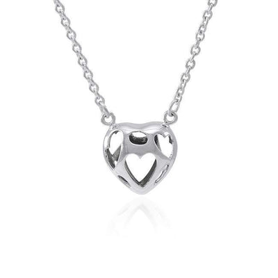 Bold Filigree Heart Silver Necklace TNC425P Necklace