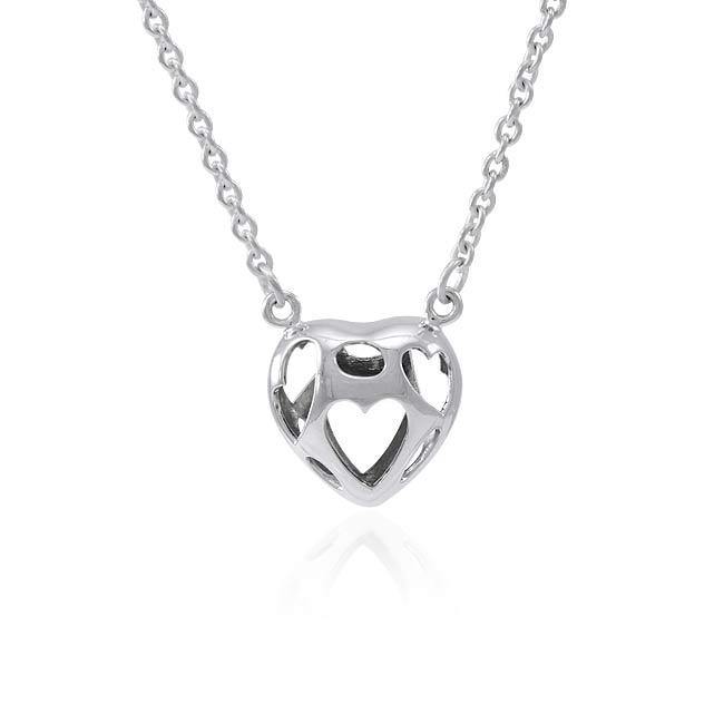 Bold Filigree Heart Silver Necklace TNC425P