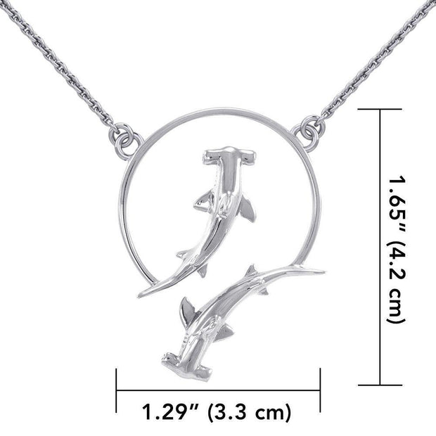 Double Hammerhead Shark Sterling Silver Necklace TNC434 Necklace