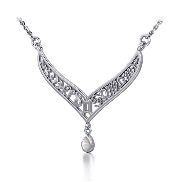 12 Zodiac Symbols Silver Necklace with Teardrop Birthstone of your choice TNC461