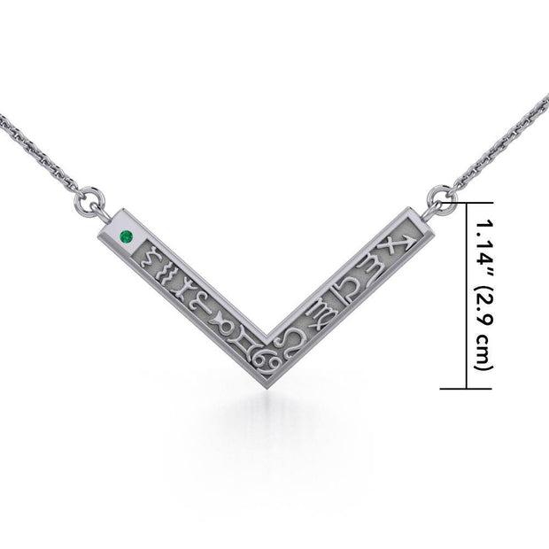 12 Zodiac Symbols Silver Necklace with round Birthstone of your choice TNC462