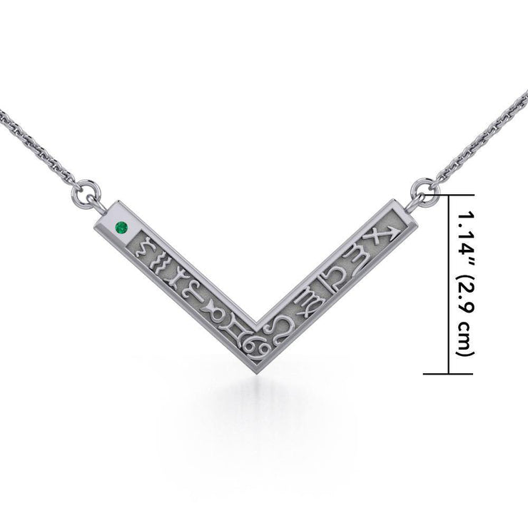 12 Zodiac Symbols Silver Necklace with round Birthstone of your choice TNC462 Necklace