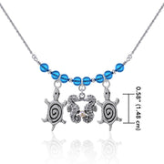 Double Seahorse and Spiral Turtles Silver Bead Necklace TNC469 Necklace