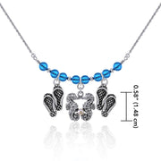 Double Seahorse and Beach Flip Flops Silver Bead Necklace TNC470