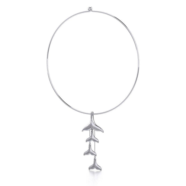 Dangling Silver Whale Tails Fashion Necklace TNC480