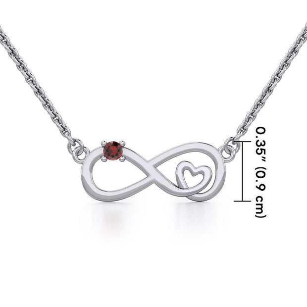 Infinity Heart Silver Necklace with Gemstone TNC485