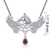 Celtic Pegasus Horse with Wing Silver Necklace TNC540