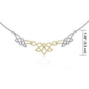 The beautiful art of eternity ~ Celtic Knotwork Sterling Silver Necklace Jewelry with Gold accent TNV003