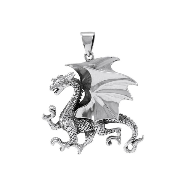 All geared and ready ~ Sterling Silver Jewelry Clawing Dragon Pendant TP1109