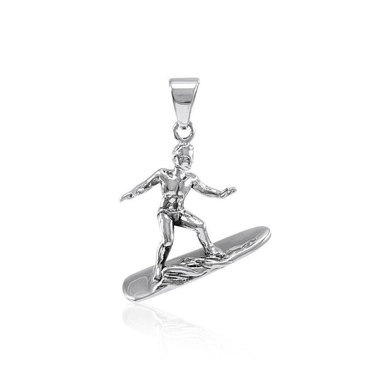 Hang Ten Surfing Silver Pendant TP1258