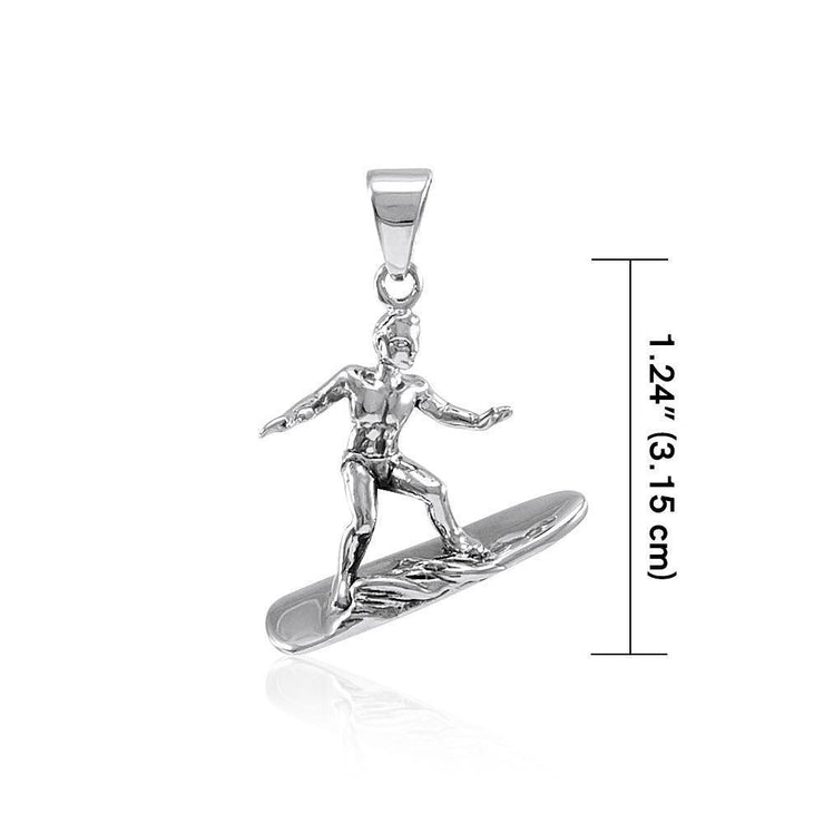 Hang Ten Surfing Silver Pendant TP1258