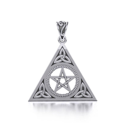 Pentacle with Trinity Knot Silver Pendant TP1287